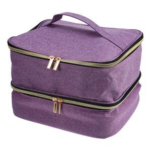 1 Pcs Double Layer Nail Polish Carrying Case for Nail Polish Nylon Purple